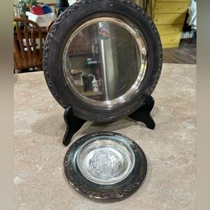 Vintage Meadowbrook platter by W.M. Rogers and Jelly dish with glass liner.